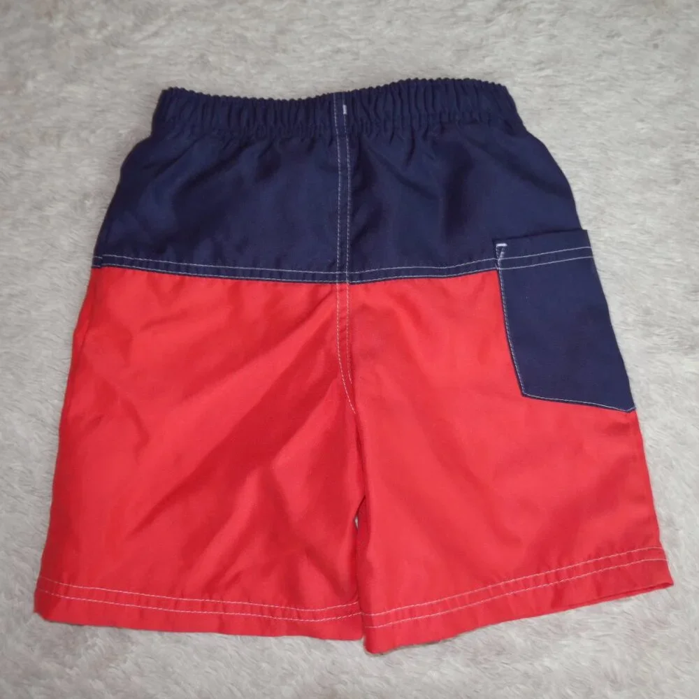 Boys Size 5T Circo Swim Trunks, Red and Navy Colorblock, Like New